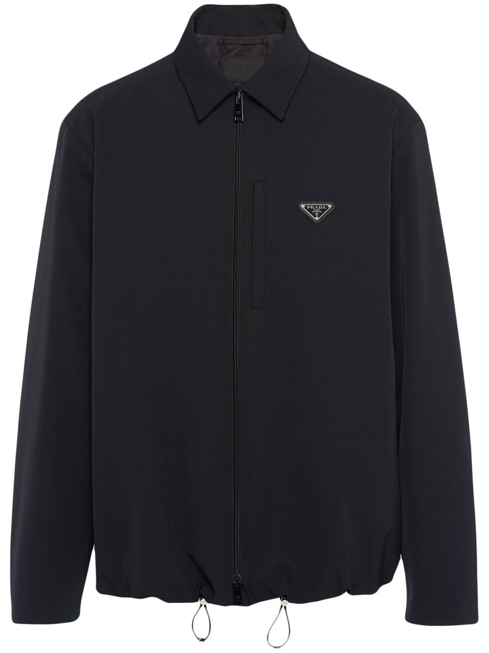 Prada 三角形logo拉链衬衫 - 黑色
