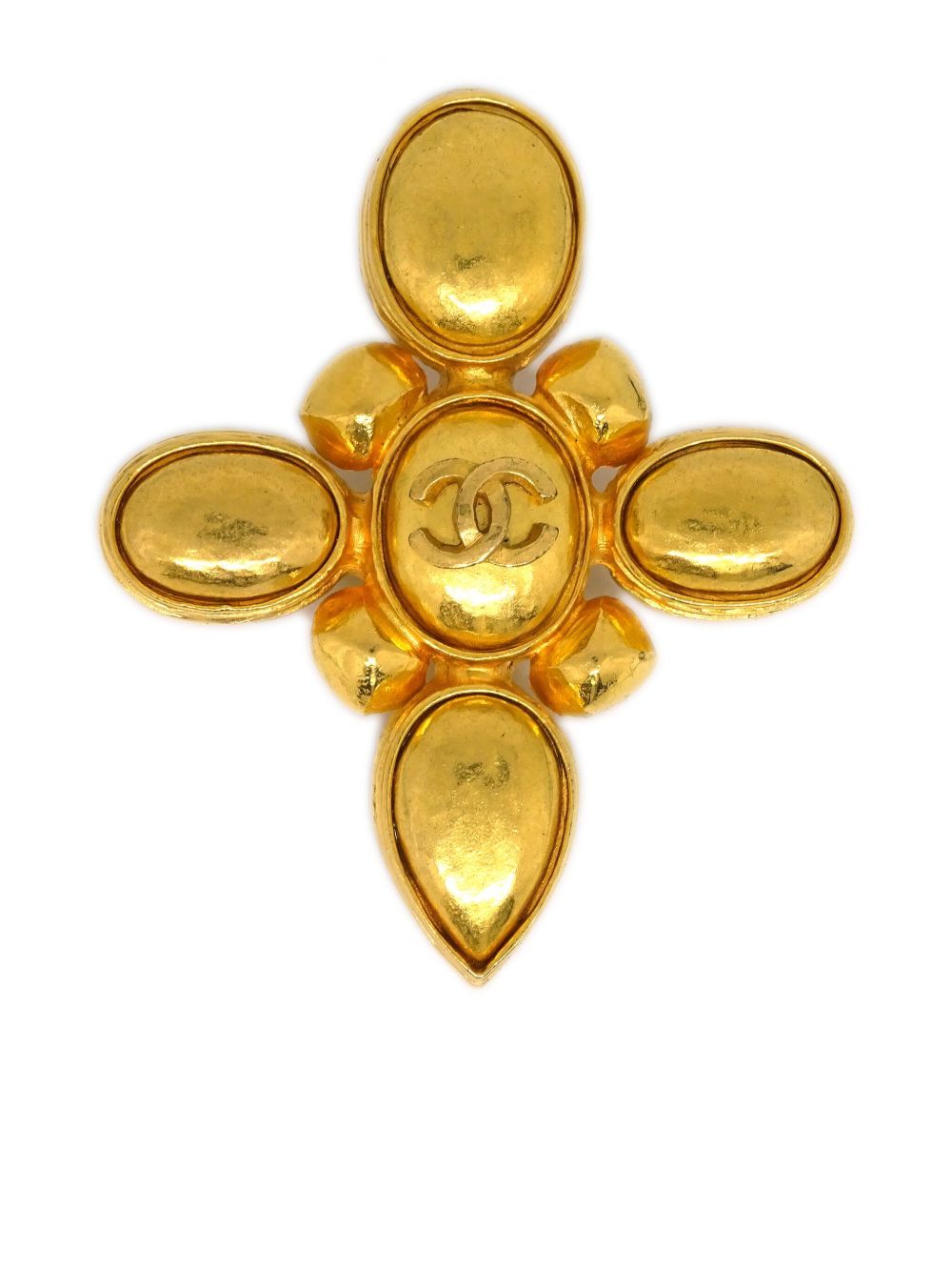 CHANEL Pre-Owned CC Cross 胸针（1997年典藏款） - 金色