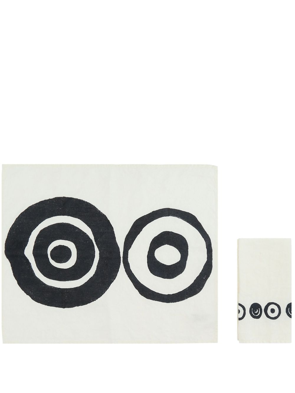 10 CORSO COMO Circles 印花亚麻餐垫餐巾套装 - 白色