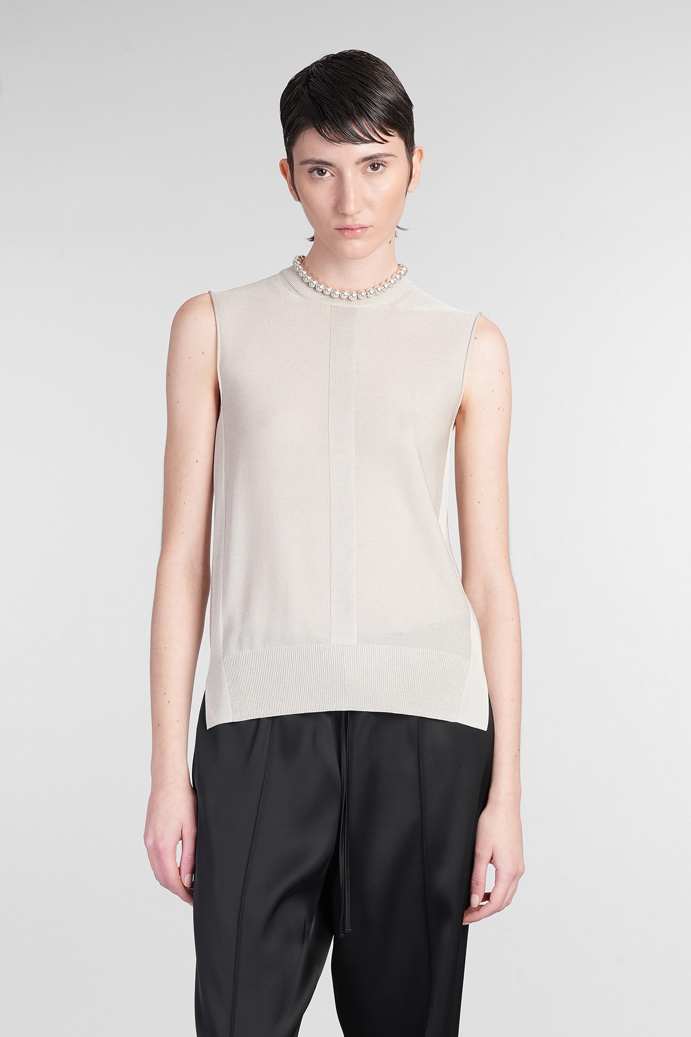 Jil Sander Cn Slvs Gilet Topwear In Grey Viscose