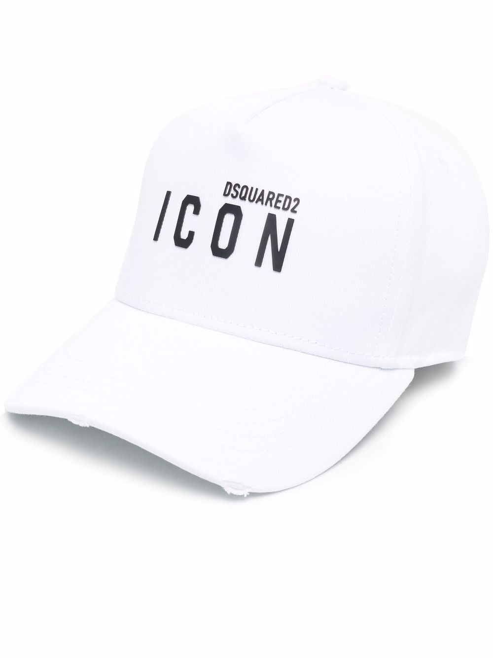 DSQUARED2 logo印花六片面料拼接鸭舌帽 - 白色