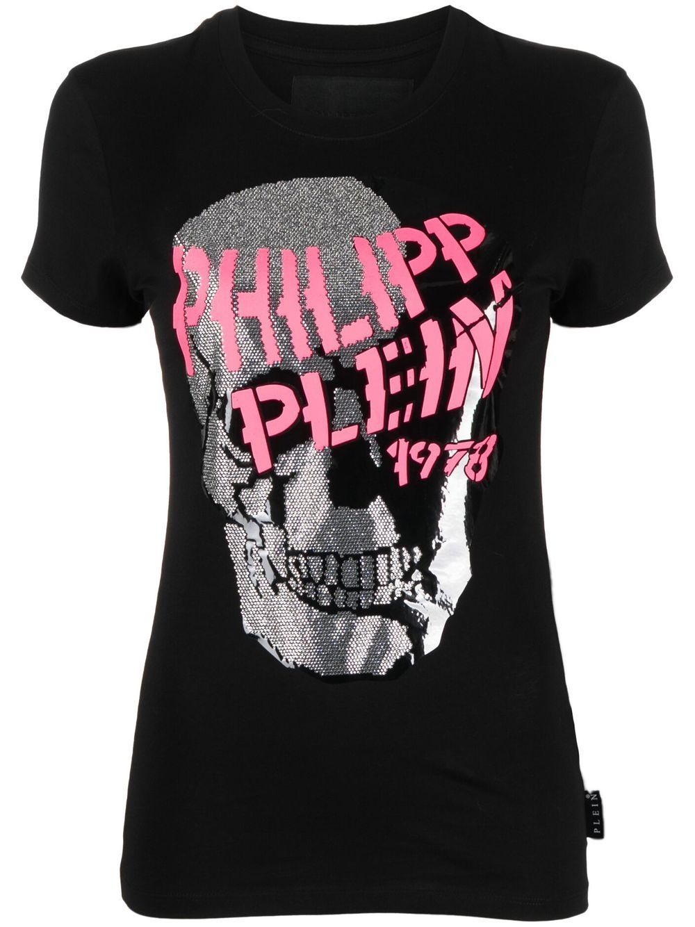 Philipp Plein Skull Strass V领T恤 - 黑色