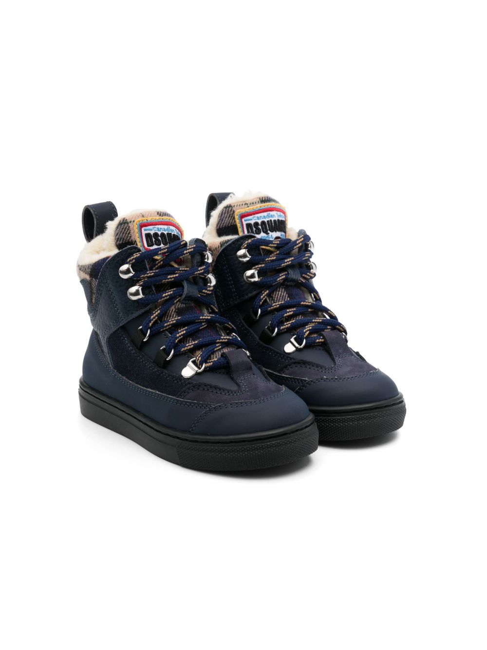 DSQUARED2 KIDS logo刺绣及踝靴 - 蓝色