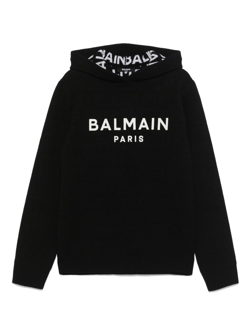 Balmain Kids logo提花连帽衫 - 黑色