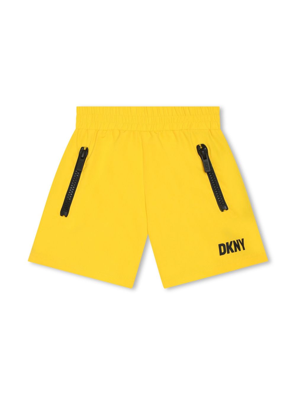 Dkny Kids logo印花松紧裤腰泳裤 - 黄色