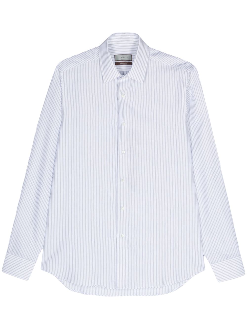 Canali 条纹棉衬衫 - 蓝色
