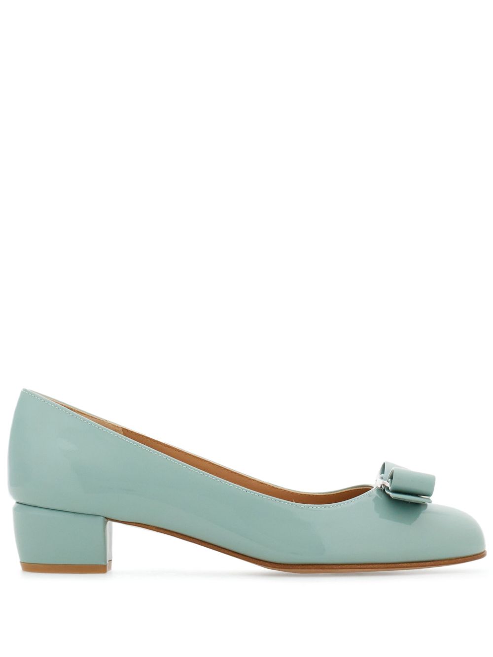 Ferragamo Vara 皮质低跟鞋 - 绿色
