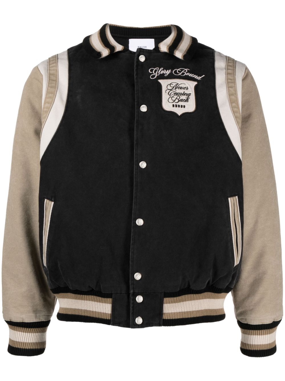 RHUDE logo刺绣帆布飞行员夹克 - 黑色