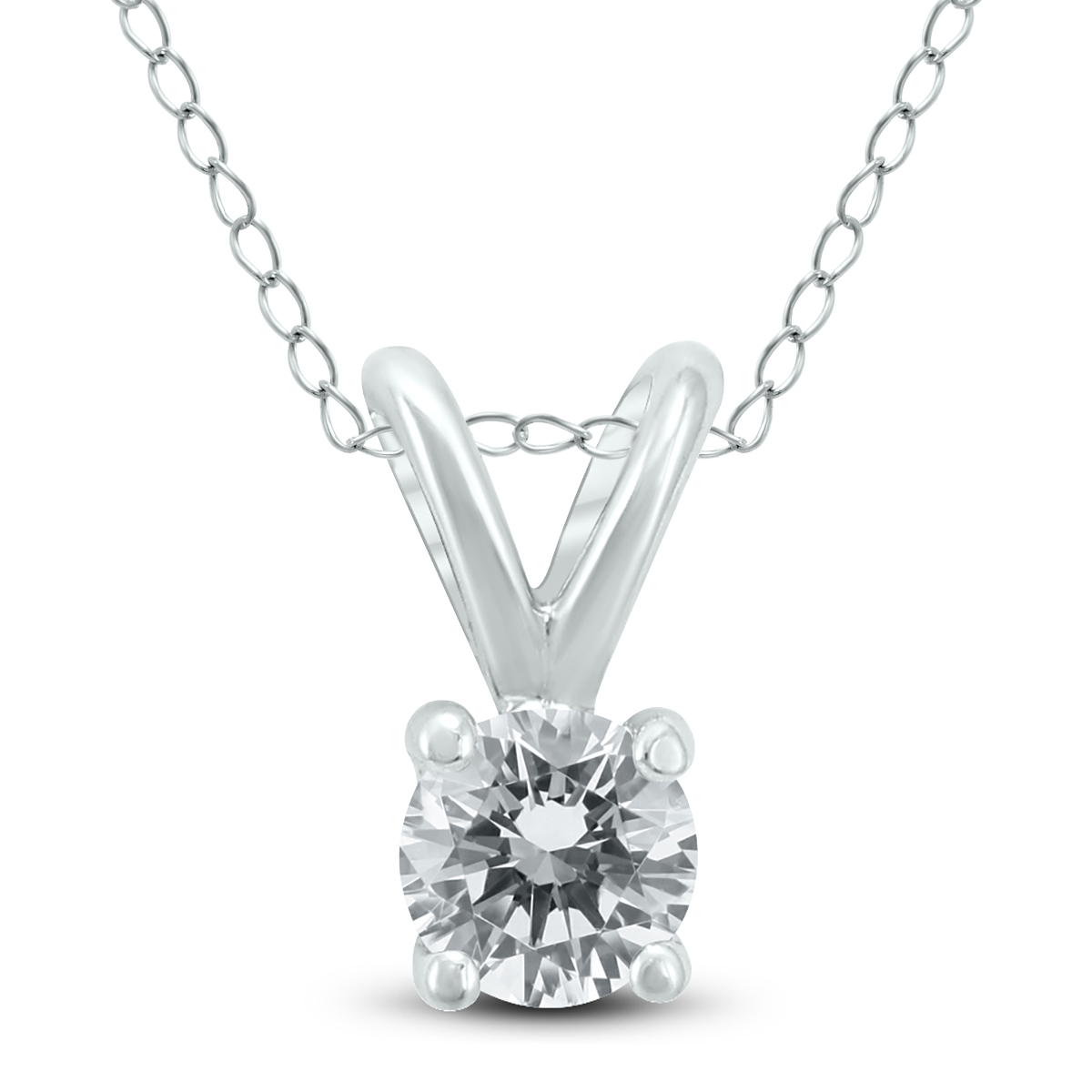 1/4 Carat (J-K Color, VS1-VS2 Clarity) Certified Round Diamond Solitaire Pendant in 14K White Gold