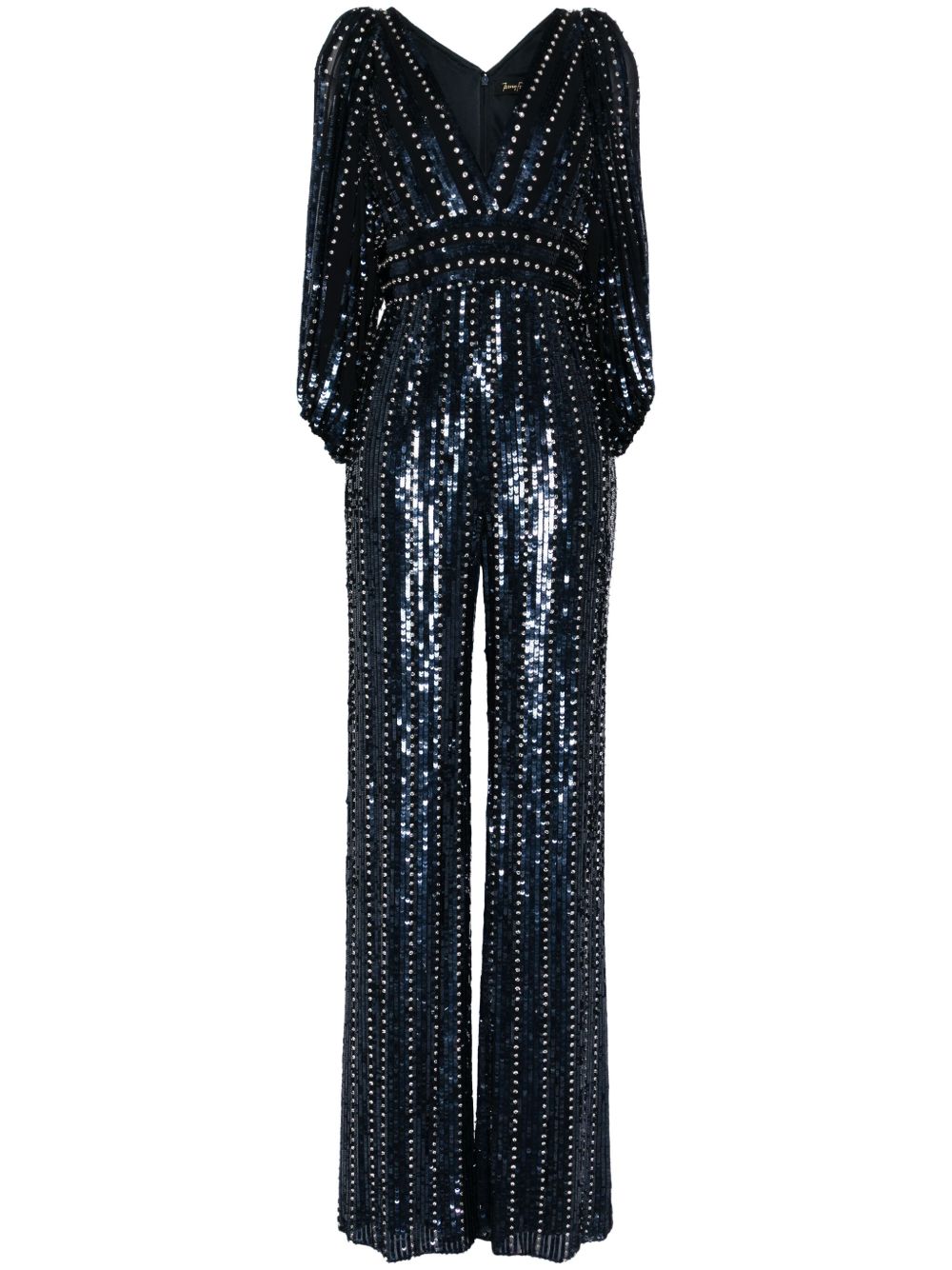 Jenny Packham Boogie 亮片缀饰连体长裤 - 蓝色