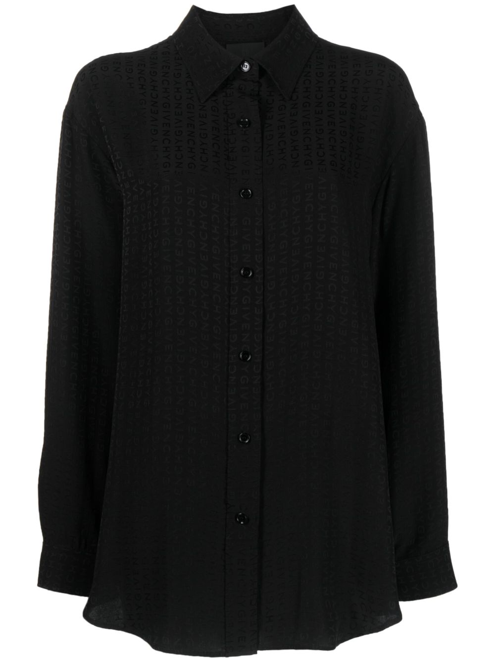 Givenchy logo印花真丝衬衫 - 黑色