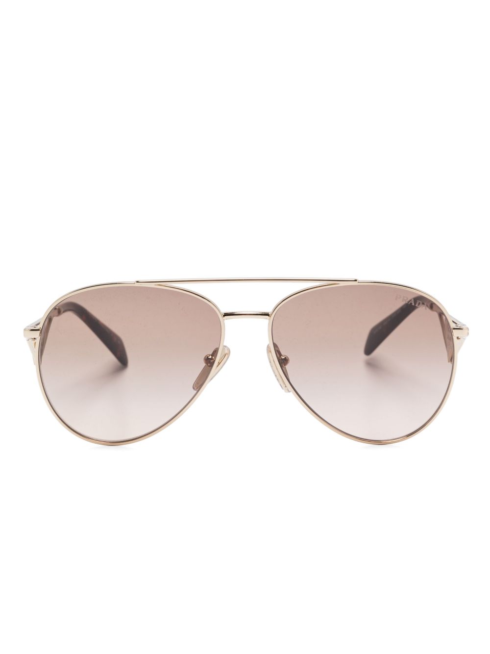 Prada Pre-Owned 三角形logo方框太阳眼镜 - 金色