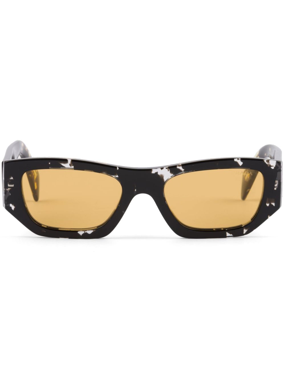 Prada Eyewear logo标牌长方形框太阳眼镜 - 褐色