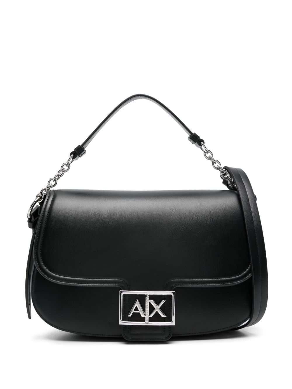 Armani Exchange 经典印花标牌斜挎包 - 黑色