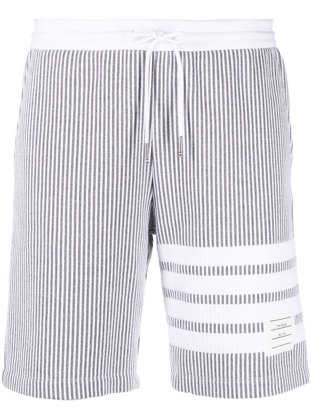 Thom Browne 四条纹泡泡纱短裤 - 灰色