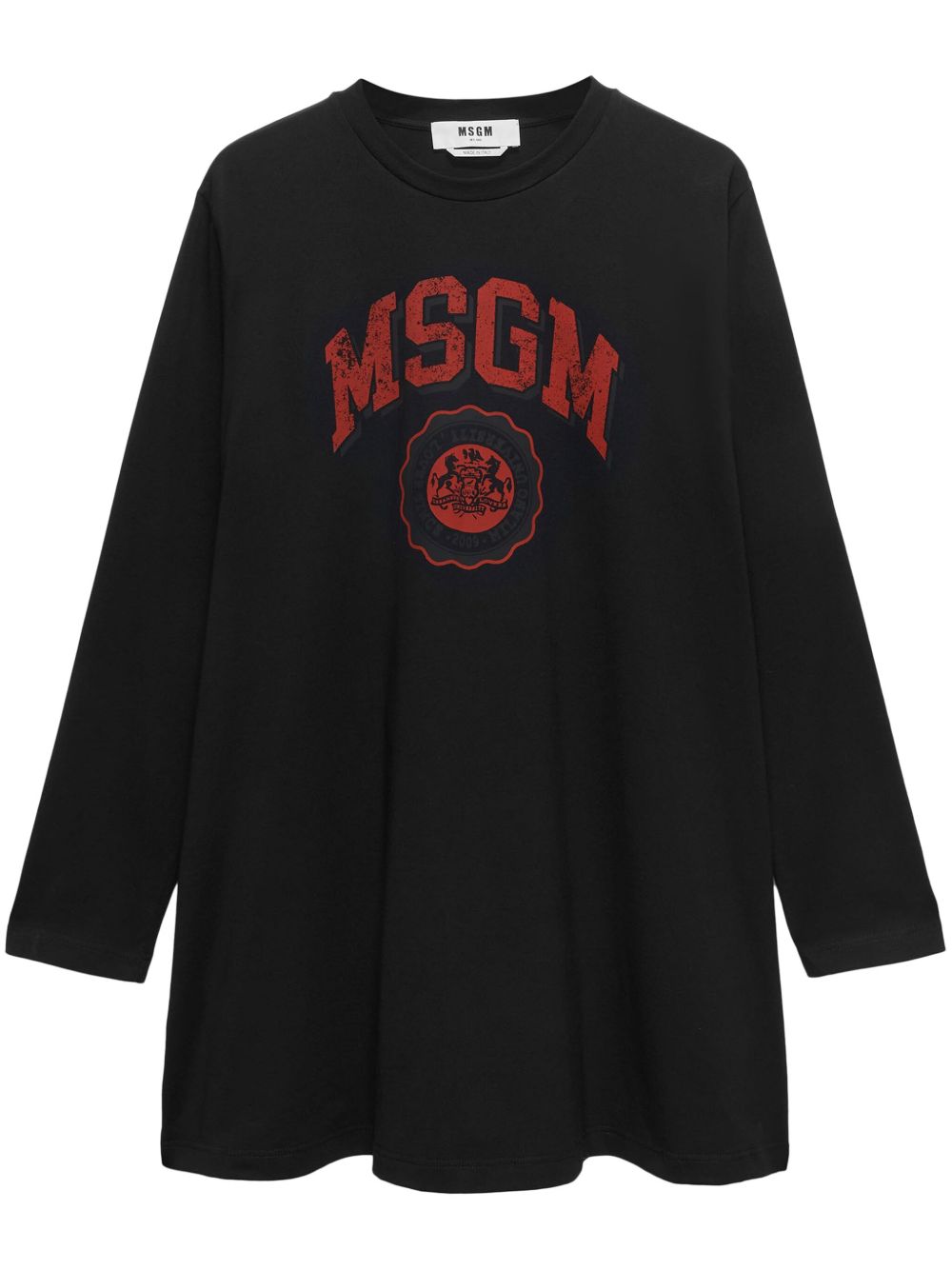 MSGM logo印花迷你连衣裙 - 黑色
