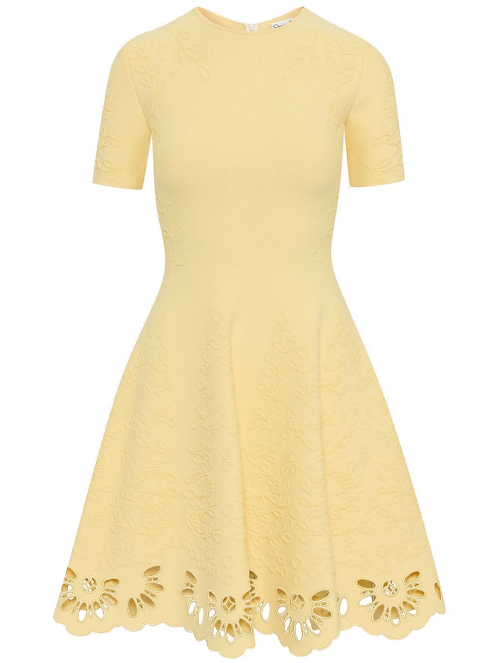 Oscar de la Renta 孔眼缀饰提花迷你连衣裙 - 黄色