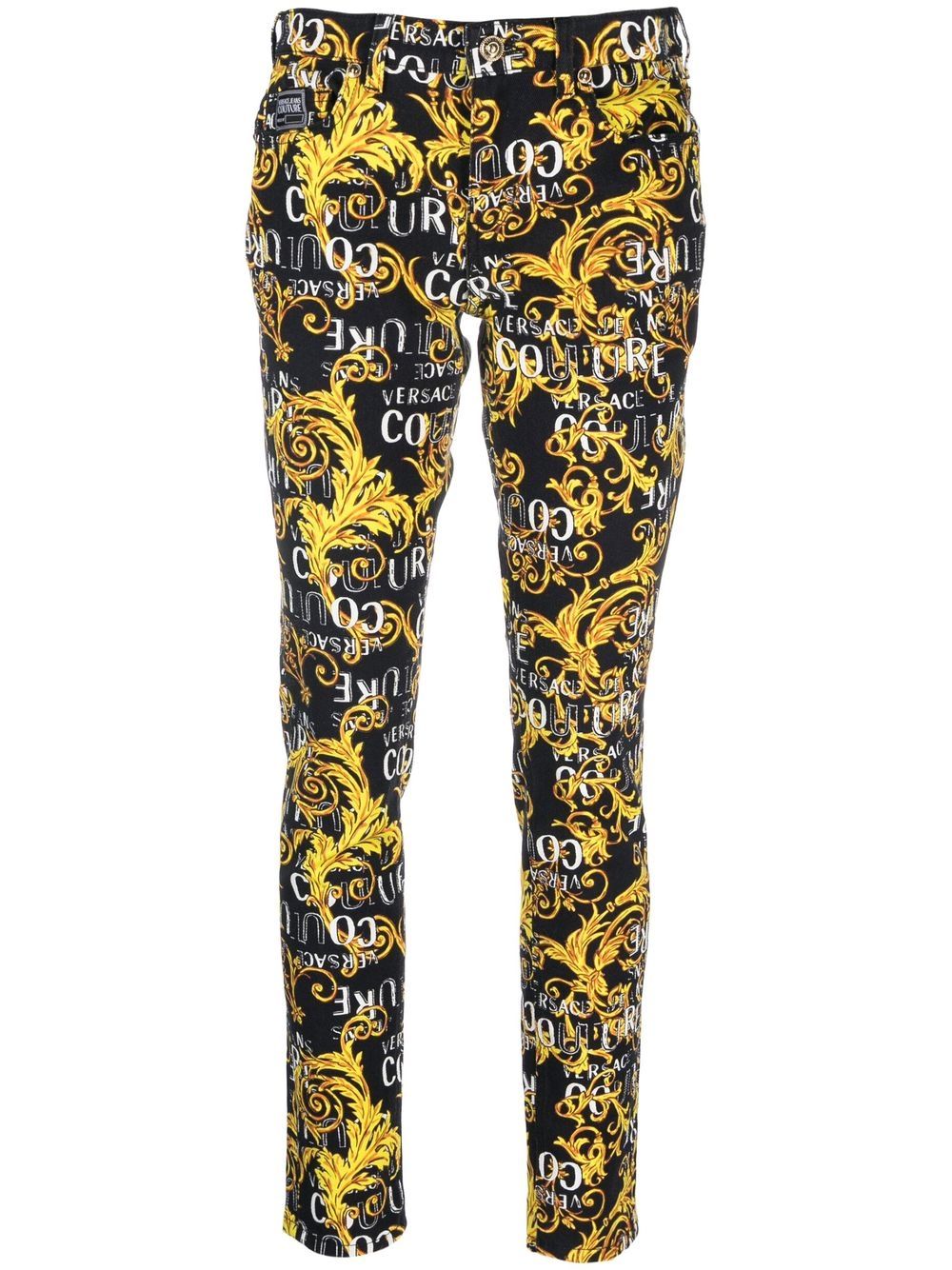 Versace Jeans Couture logo印花紧身牛仔裤 - 黑色