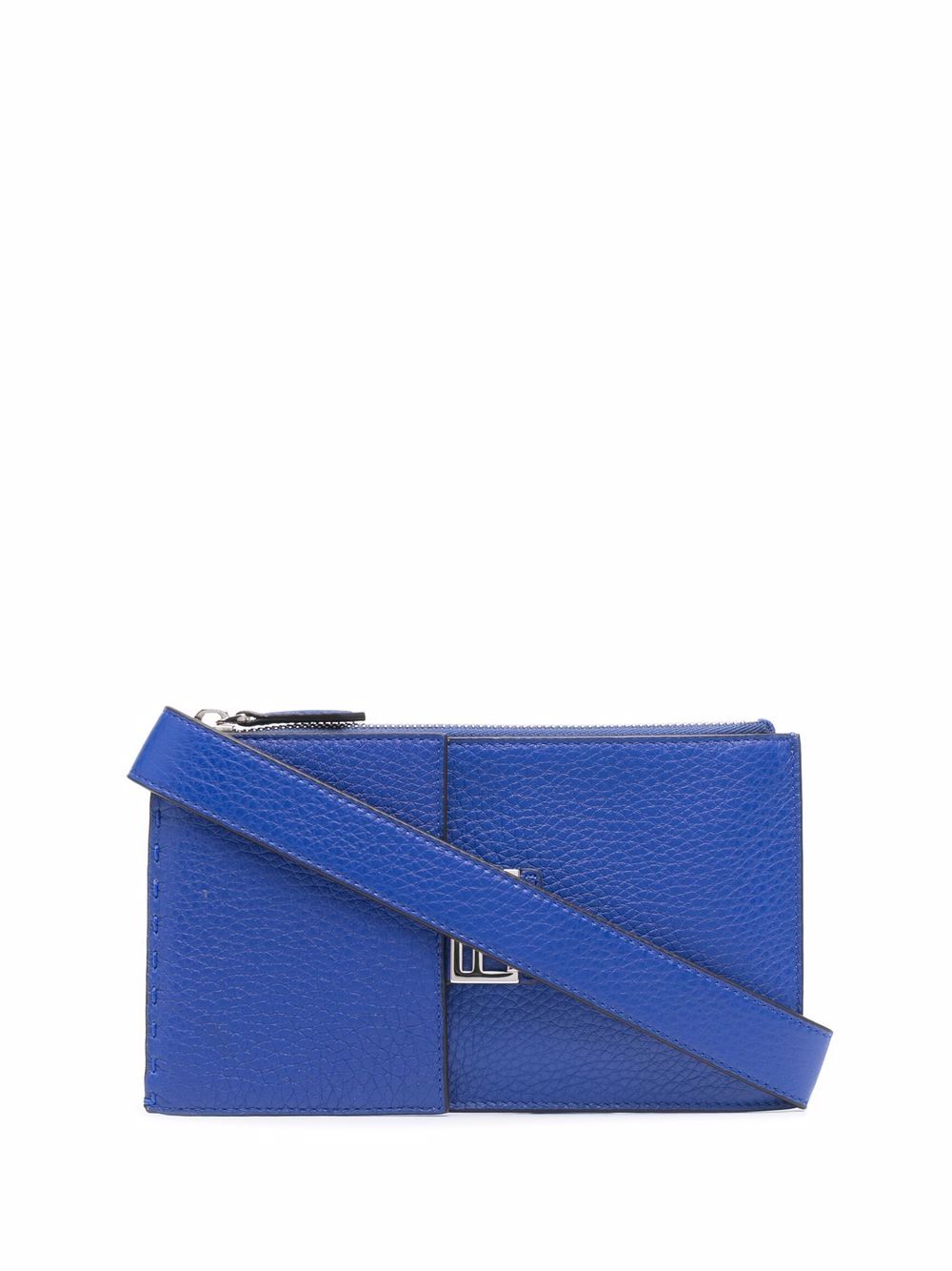 FENDI logo标牌单肩包 - 蓝色