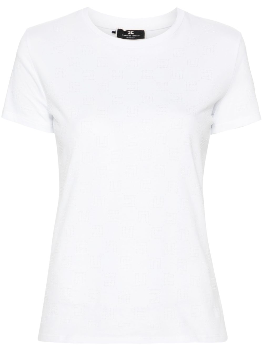 Elisabetta Franchi 经典logo水钻棉T恤 - 白色