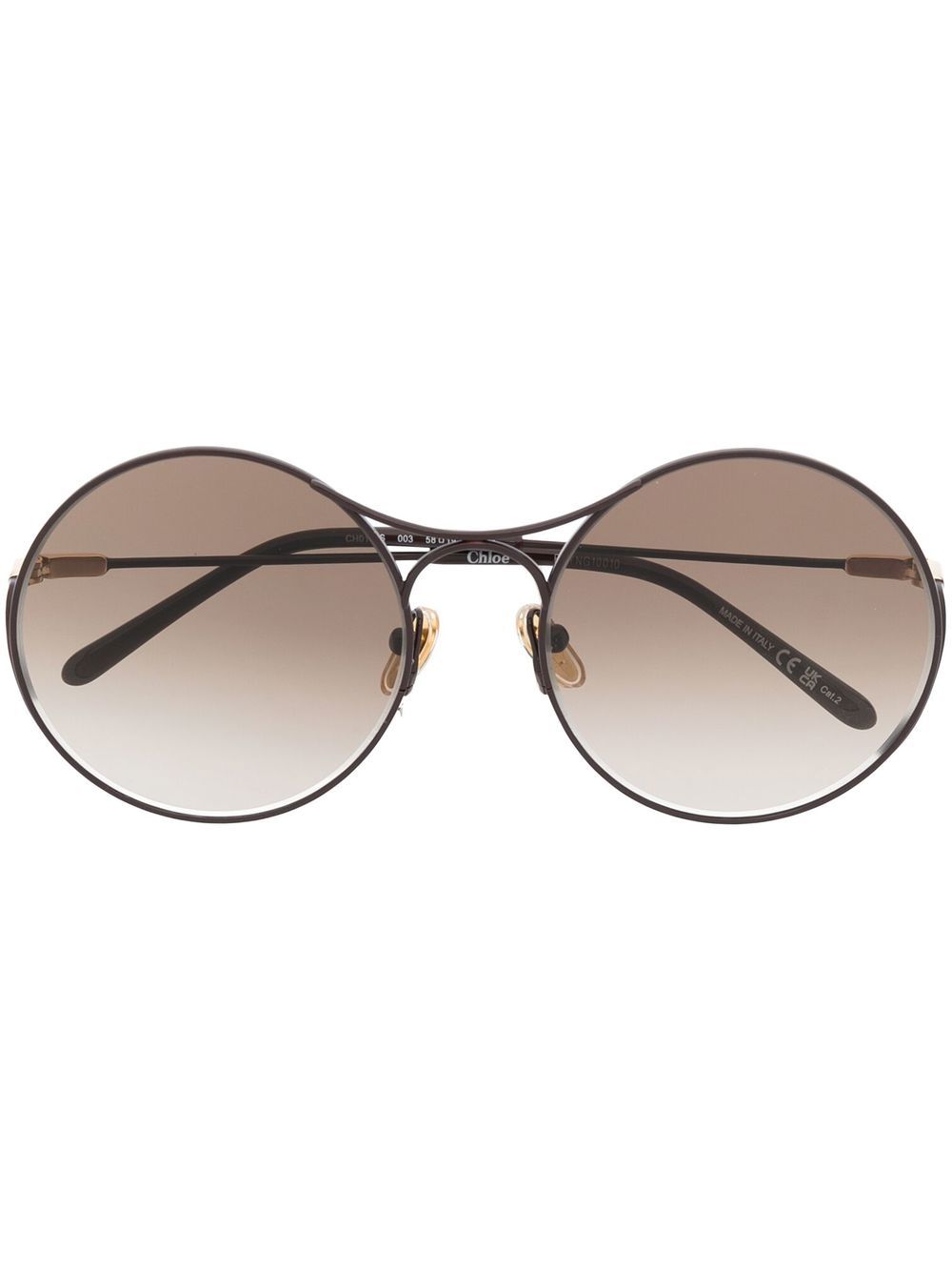 Chloé Eyewear 圆框太阳眼镜 - 褐色