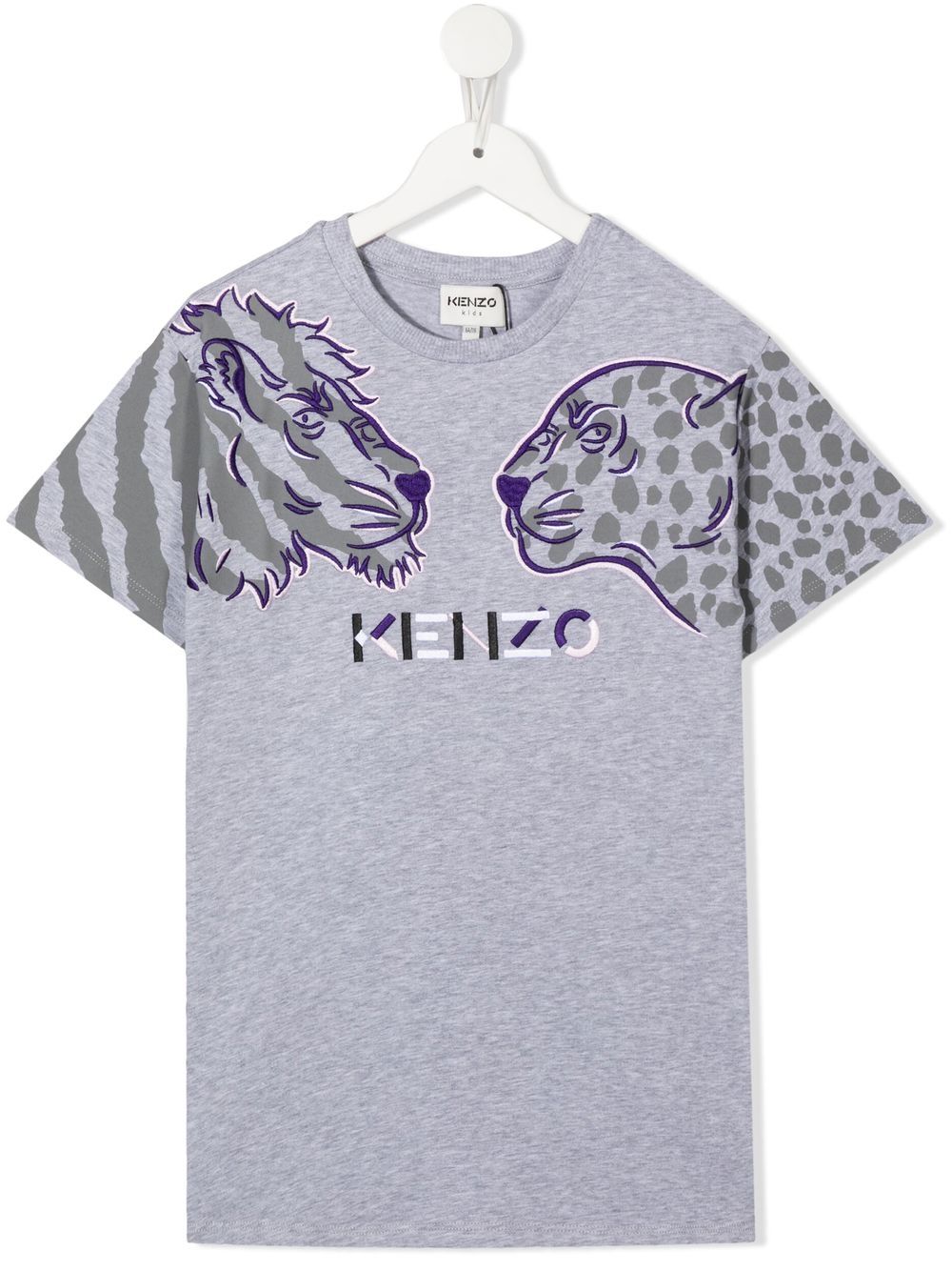 Kenzo Kids logo刺绣T恤式连衣裙 - 灰色