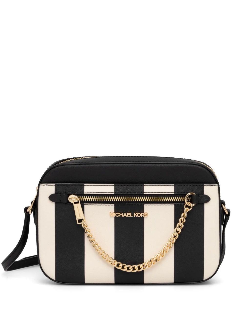 Michael Michael Kors 条纹斜挎包 - 黑色