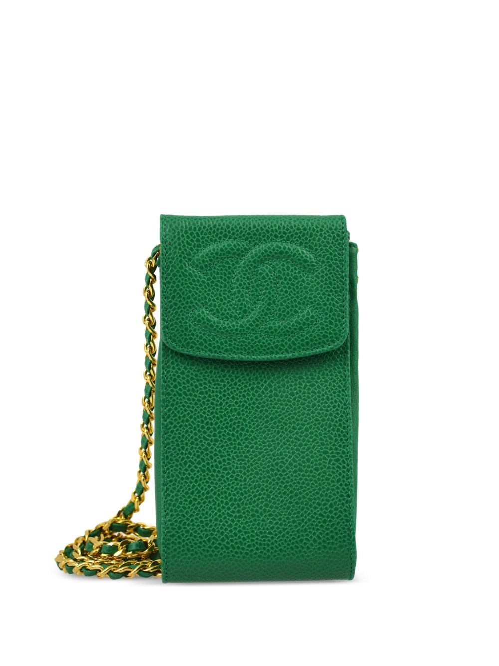 CHANEL Pre-Owned Timeless CC 手机袋 （1997年典藏款） - 绿色