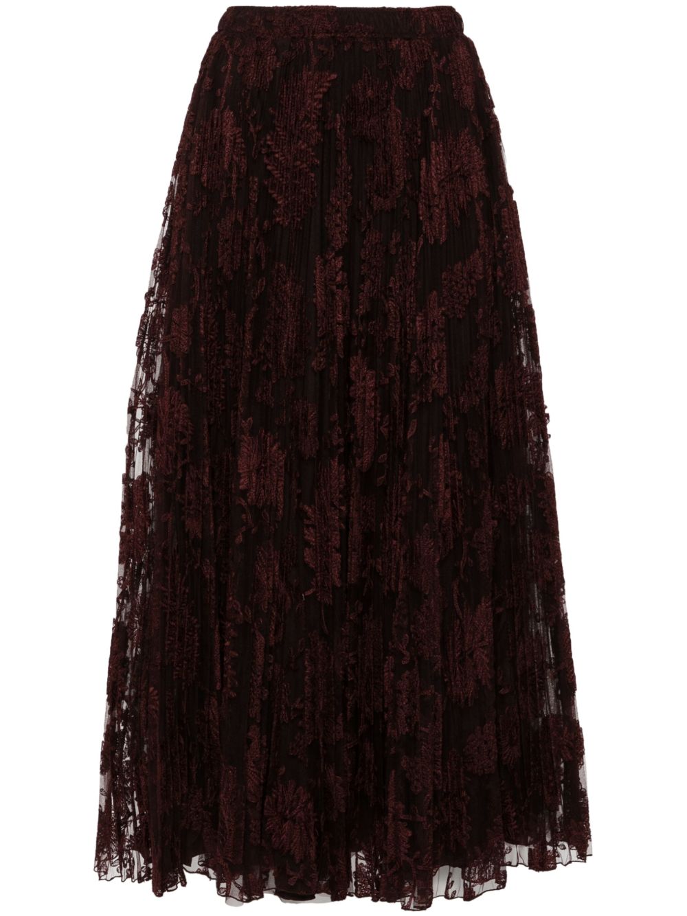 Ermanno Scervino 百褶蕾丝半身裙 - 褐色