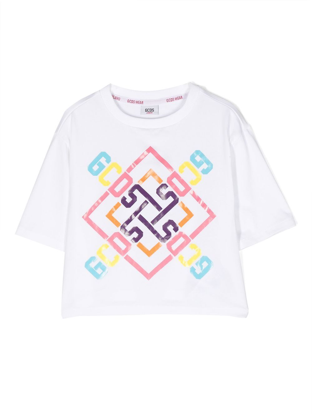 Gcds Kids logo印花短袖T恤 - 白色