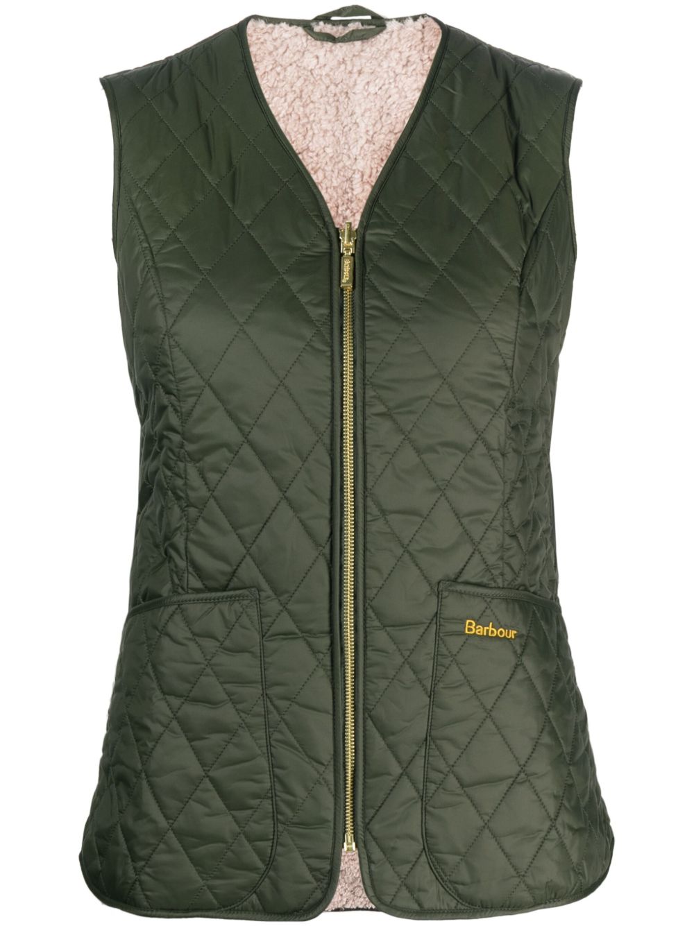 Barbour logo刺绣绗缝马甲 - 绿色