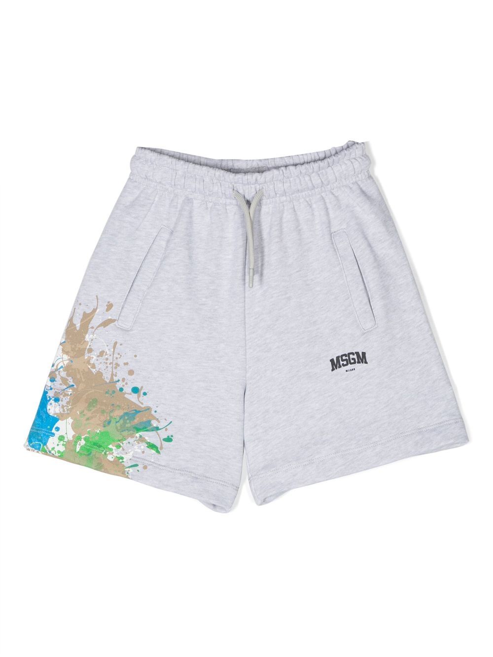 MSGM Kids 图案印花棉休闲短裤 - 灰色