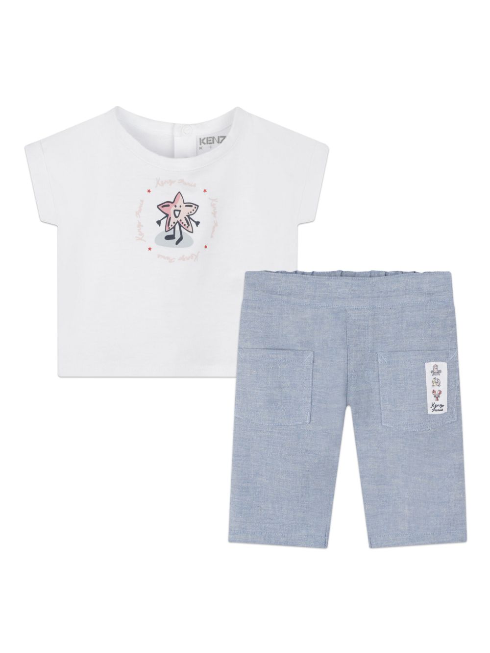 Kenzo Kids 图案印花棉长裤套装 - 白色