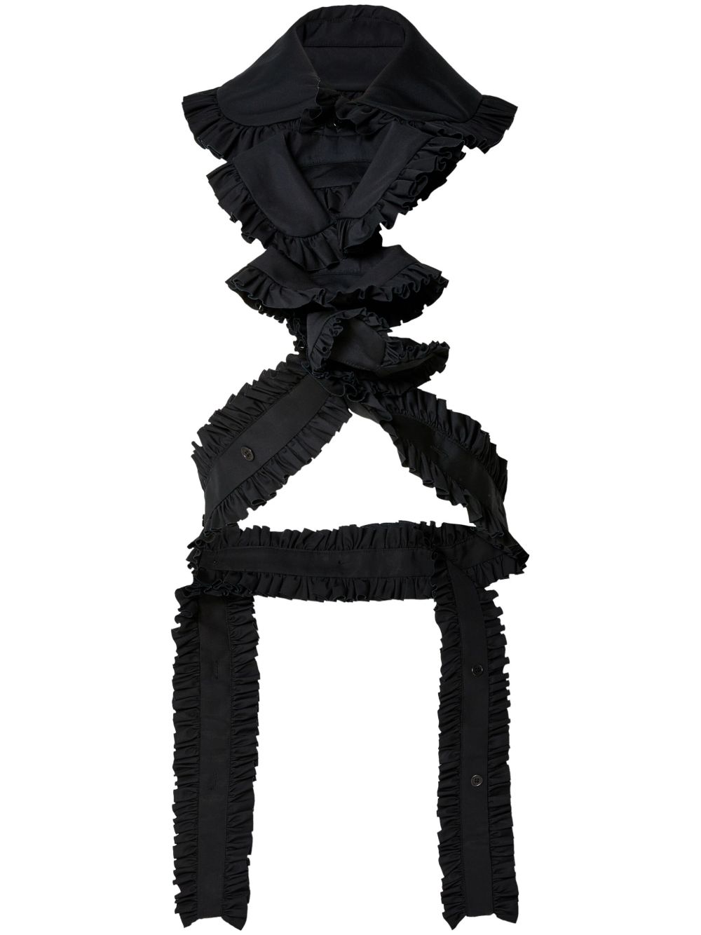 Noir Kei Ninomiya 荷叶边细节棉上衣 - 黑色