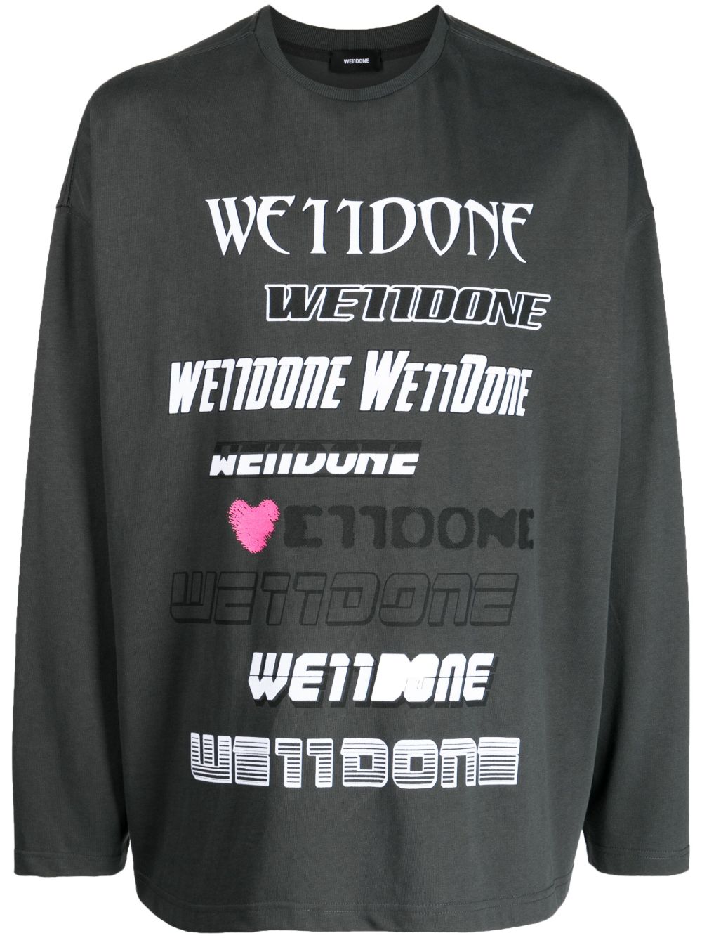 We11done logo印花棉T恤 - 灰色