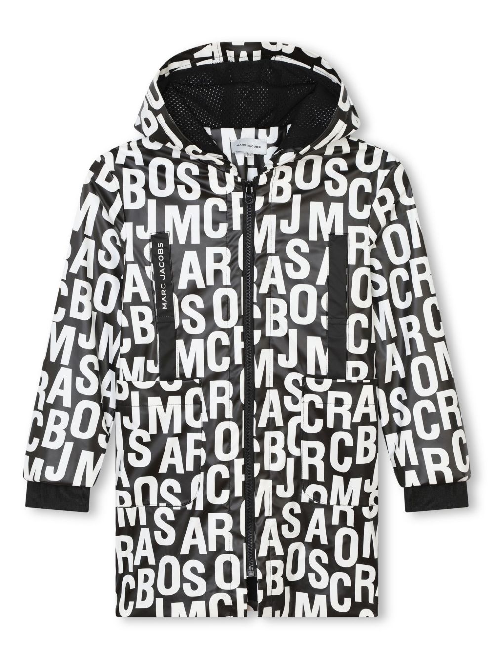 Marc Jacobs Kids logo印花连帽雨衣 - 黑色