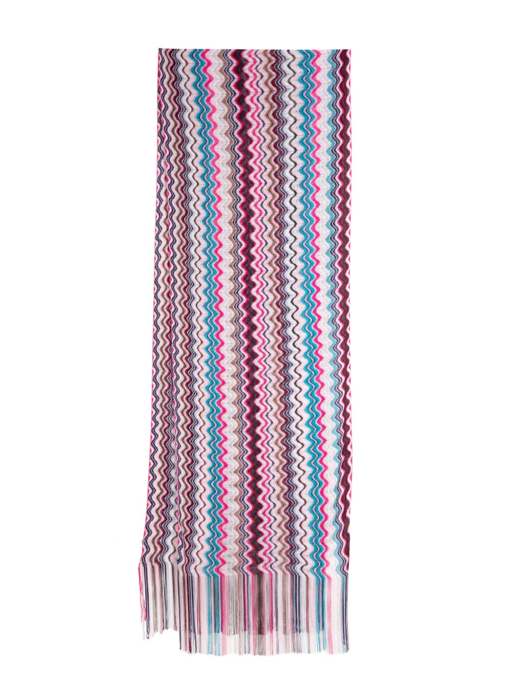 Missoni Z字形图案金银丝围巾 - 粉色