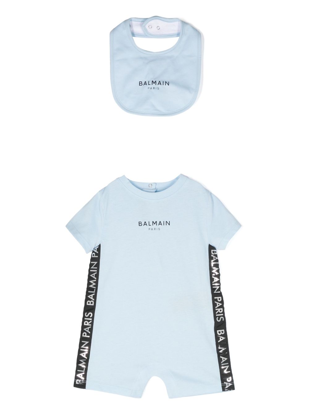 Balmain Kids logo印花棉连体短裤套装（两件装） - 蓝色