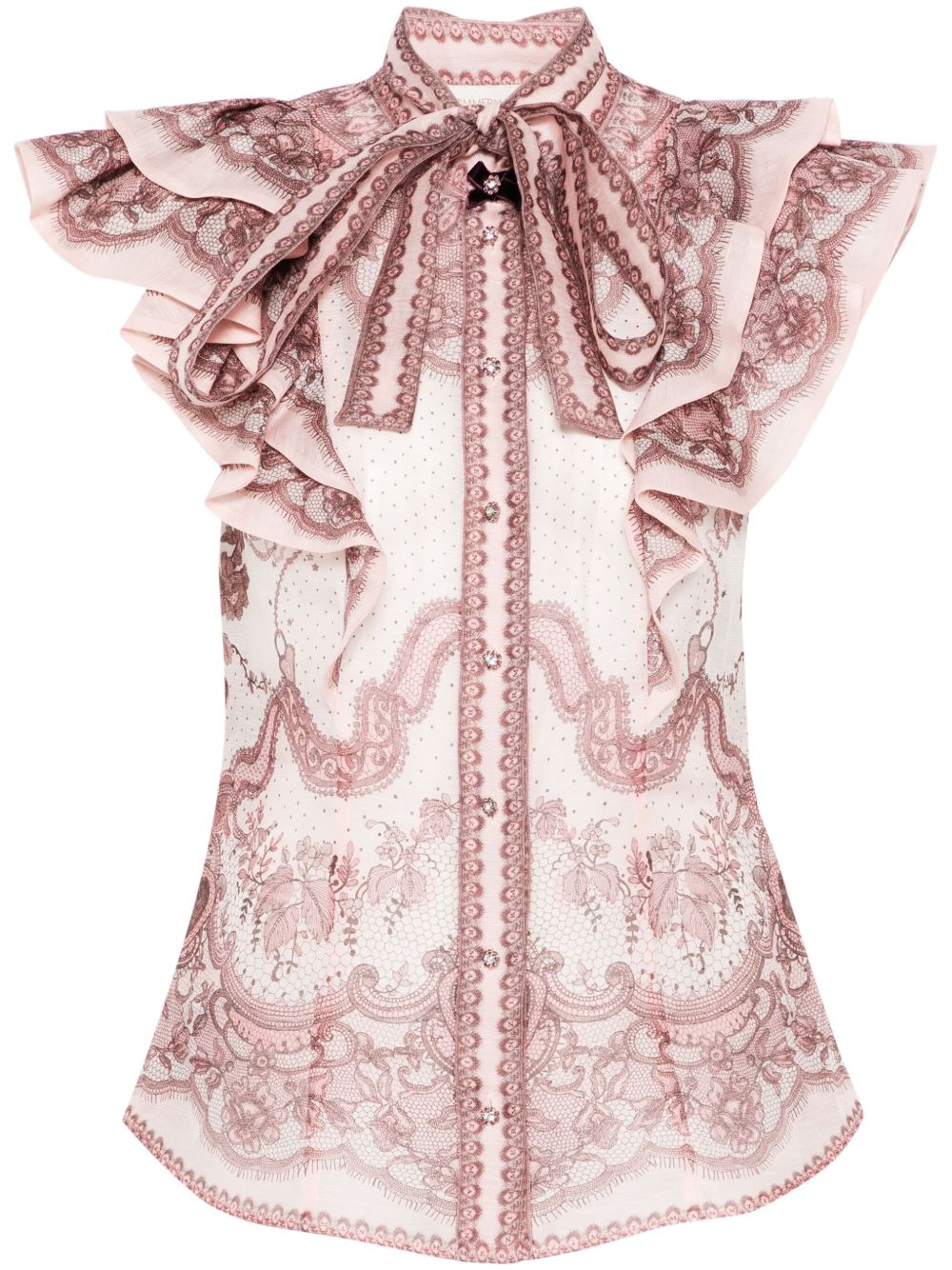 ZIMMERMANN frilled blouse - 粉色