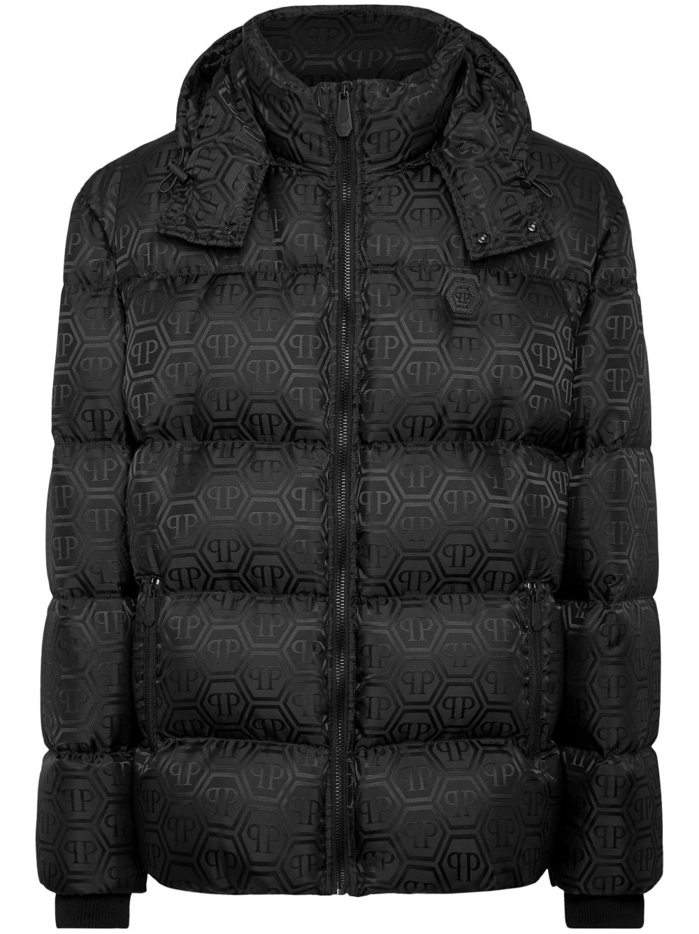 Philipp Plein 经典logo提花填充夹克 - 黑色