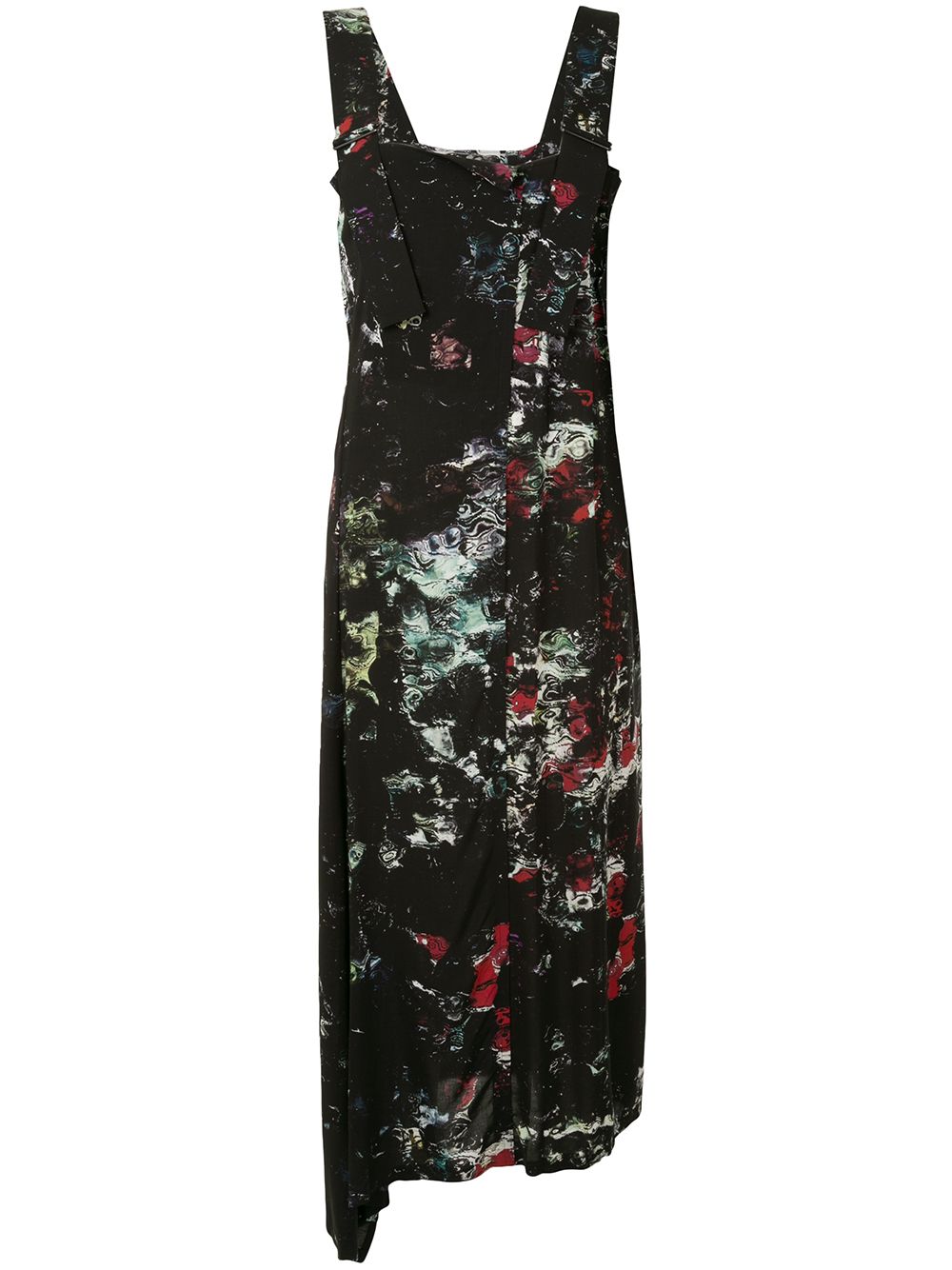 Yohji Yamamoto 花卉印花连衣裙 - 黑色