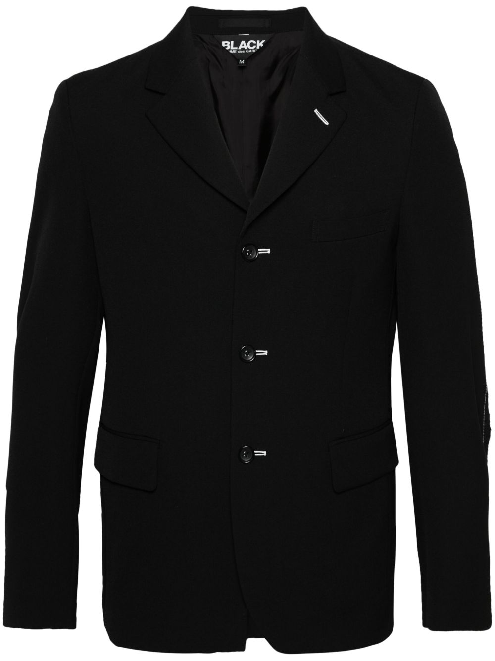 Black Comme Des Garçons 撕裂效果羊毛西装夹克 - 黑色