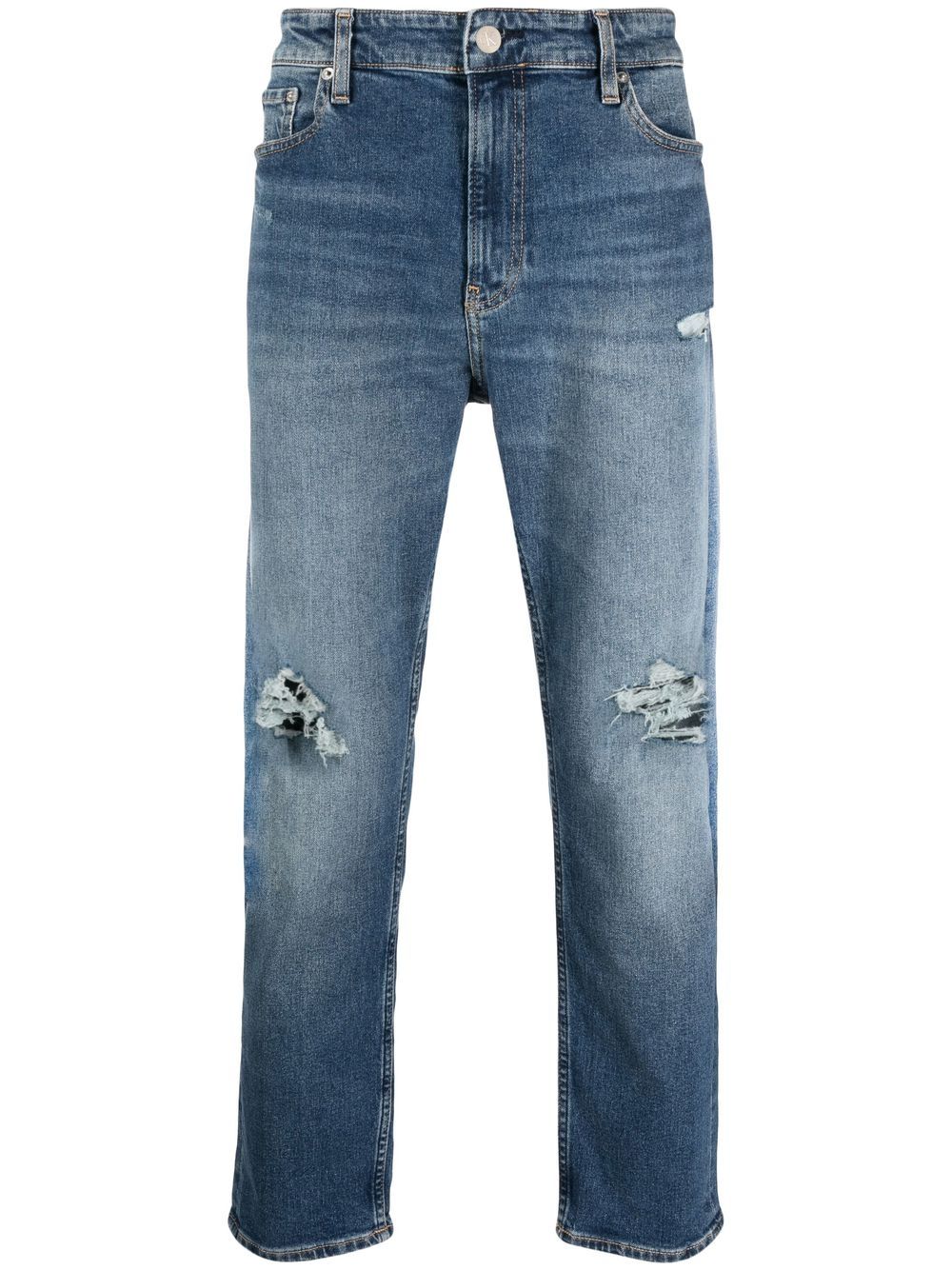 Calvin Klein Jeans 仿旧效果直筒牛仔裤 - 蓝色