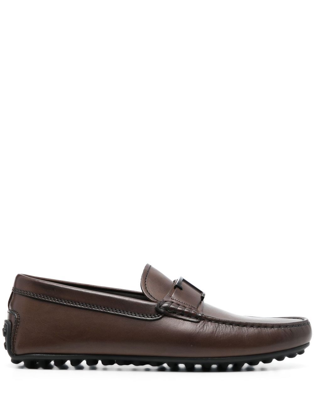 Tod's 杏仁形鞋头鞋头T字扣环乐福鞋 - 褐色