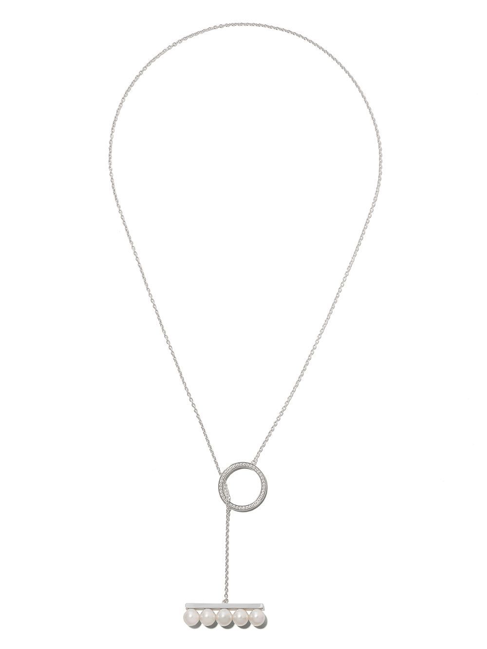 TASAKI Balance 18K白金珍珠密镶钻石吊饰项链 - 银色
