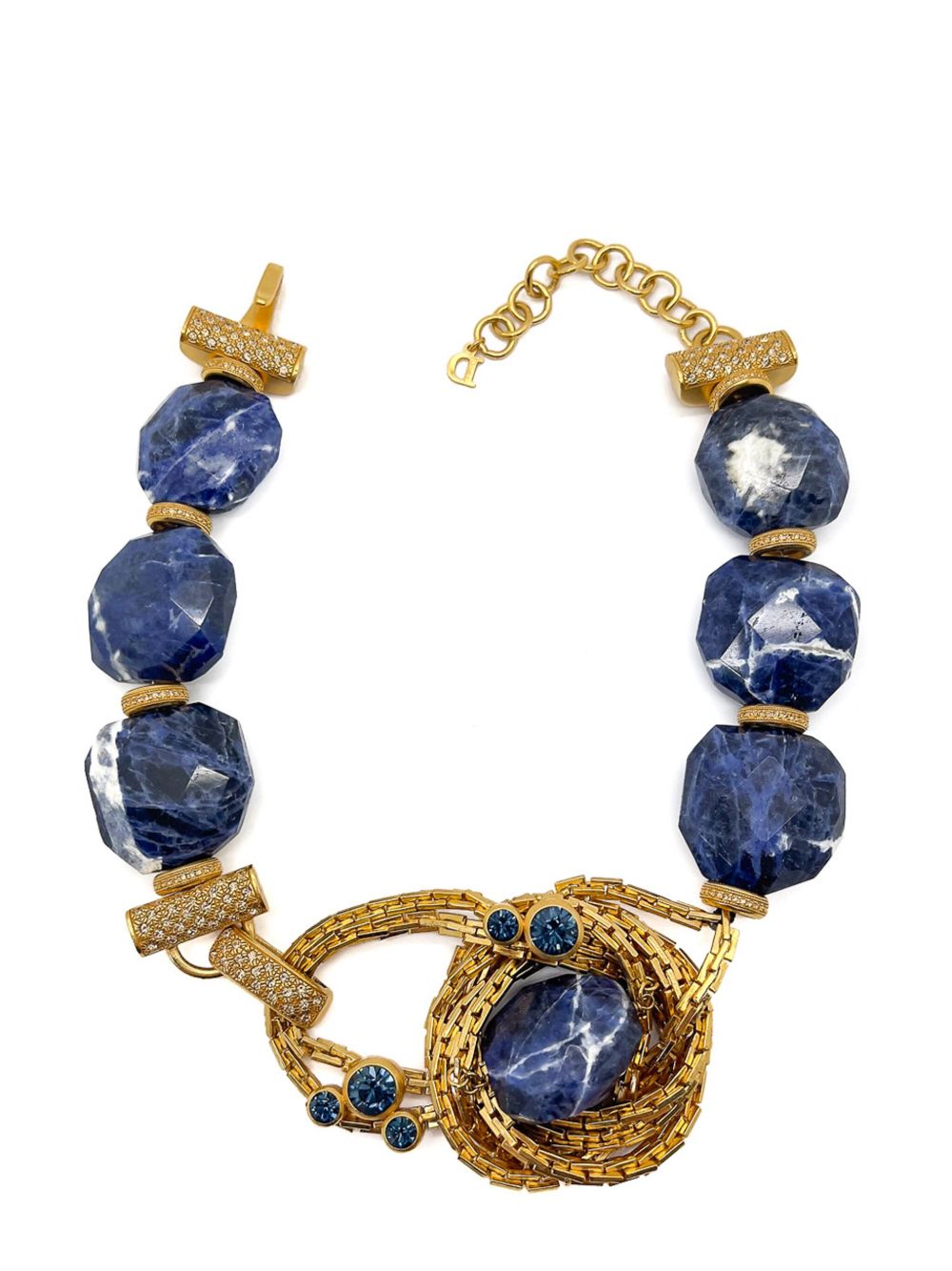Jennifer Gibson Jewellery Vintage Christian Dior Runway Blue Marble Collar 1990s - 金色