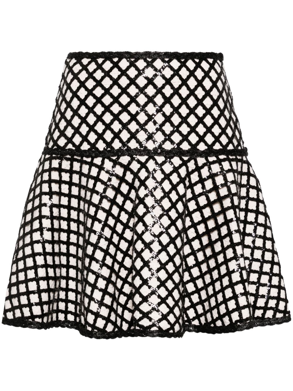 Giambattista Valli 亮片仿羔皮呢半身裙 - 白色