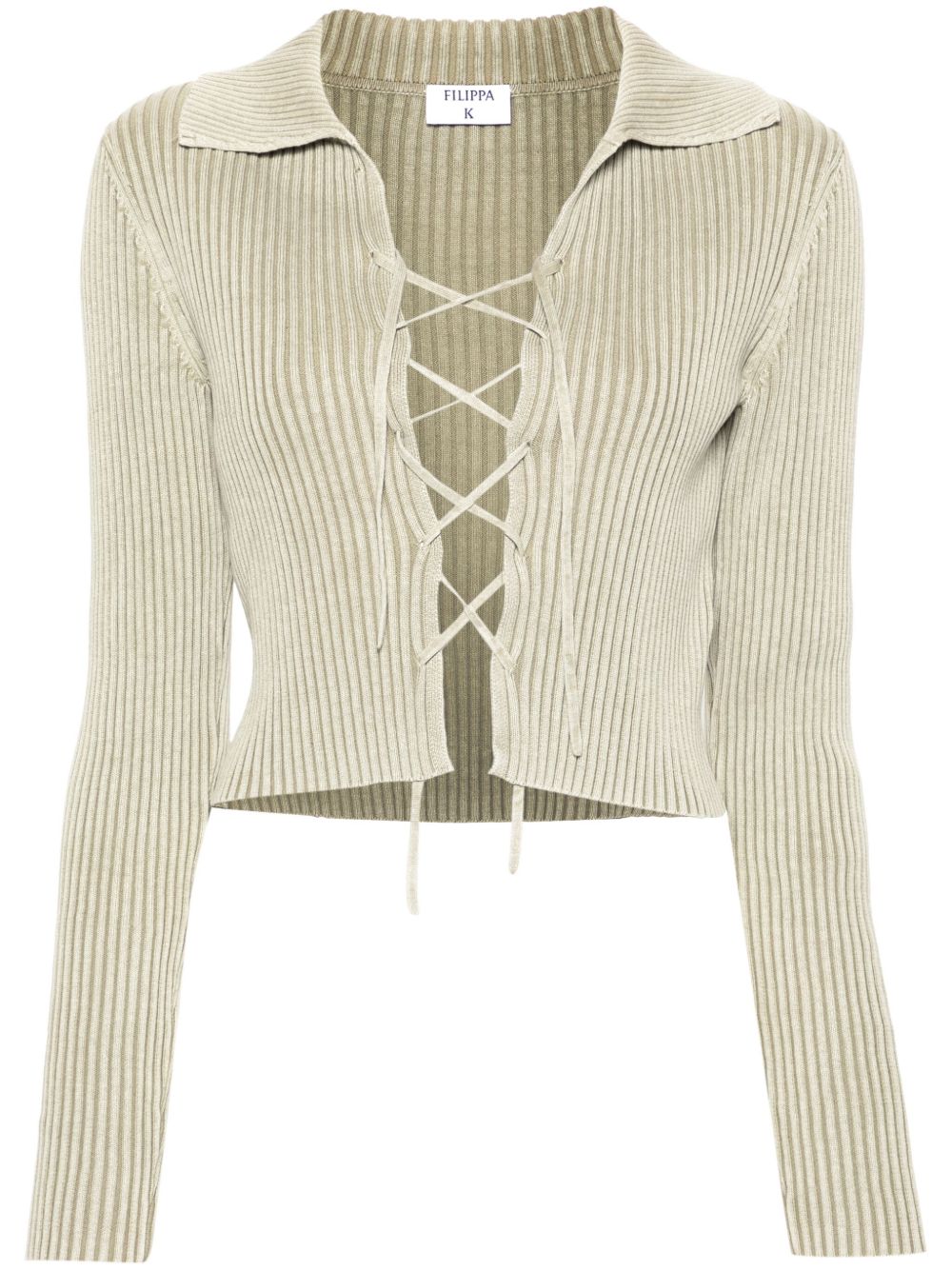 Filippa K 系带罗纹针织上衣 - 绿色