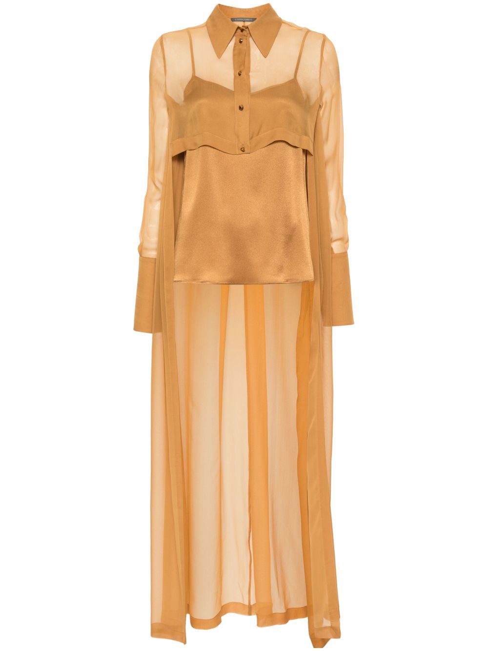 Alberta Ferretti 半透明不对称衬衫 - 褐色