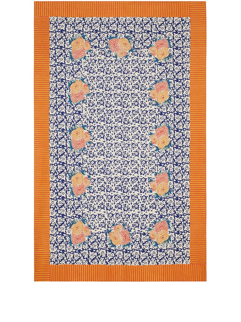 Lisa Corti Arabesque Corolla 棉桌布（270厘米 x 180厘米） - 蓝色